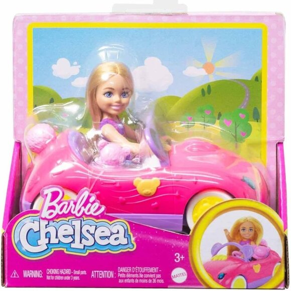 Barbie Chelsea Doll & Toy Car Set with Bear Themed Convertible & Teddy Bear - Picture 1 of 6